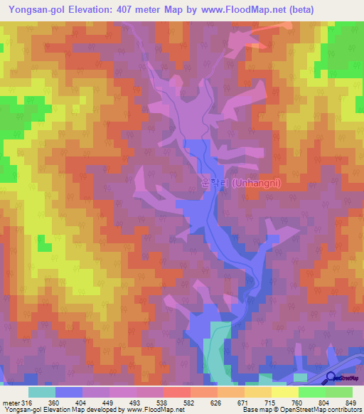 Yongsan-gol,South Korea Elevation Map