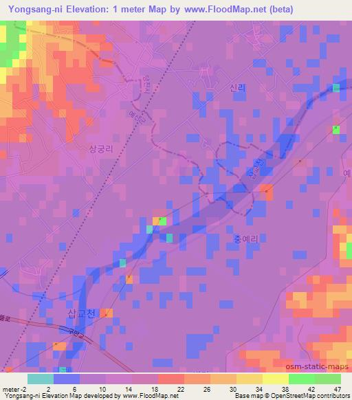Yongsang-ni,South Korea Elevation Map