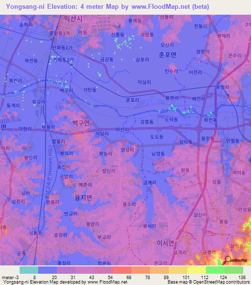 Yongsang-ni,South Korea Elevation Map