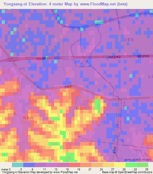Yongsang-ni,South Korea Elevation Map