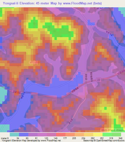 Yongsal-li,South Korea Elevation Map