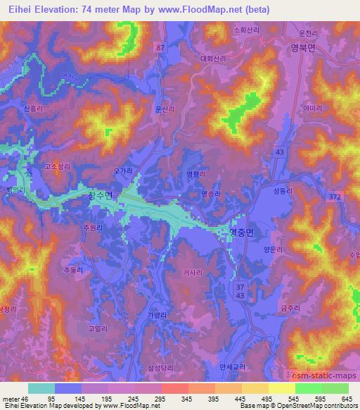 Eihei,South Korea Elevation Map