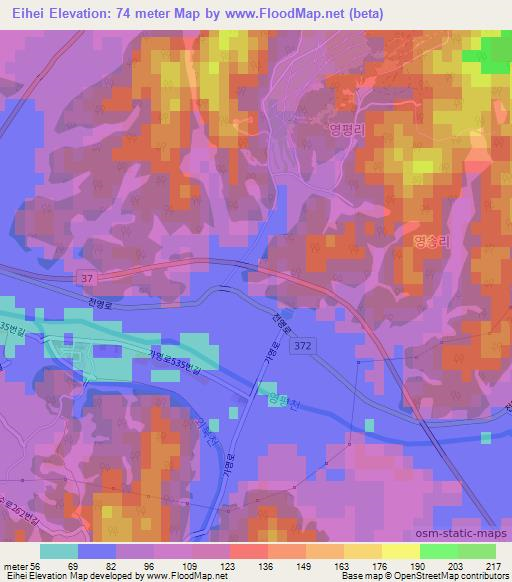 Eihei,South Korea Elevation Map