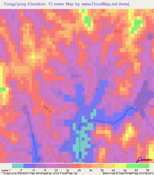 Yongp'yong,South Korea Elevation Map