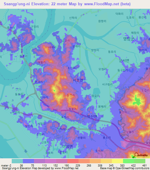 Ssangp'ung-ni,South Korea Elevation Map