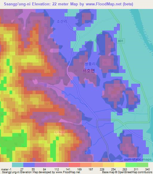 Ssangp'ung-ni,South Korea Elevation Map