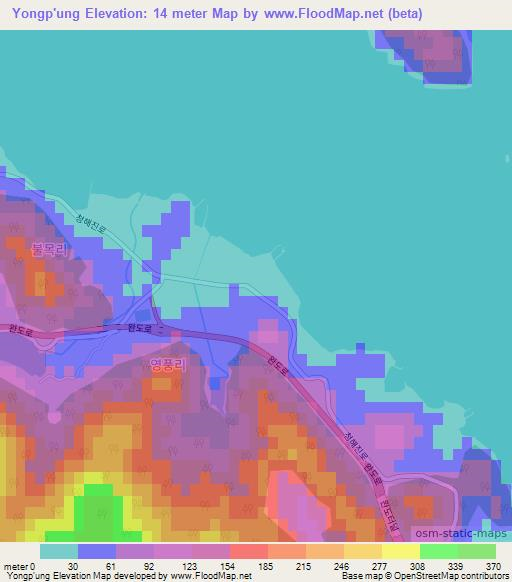 Yongp'ung,South Korea Elevation Map