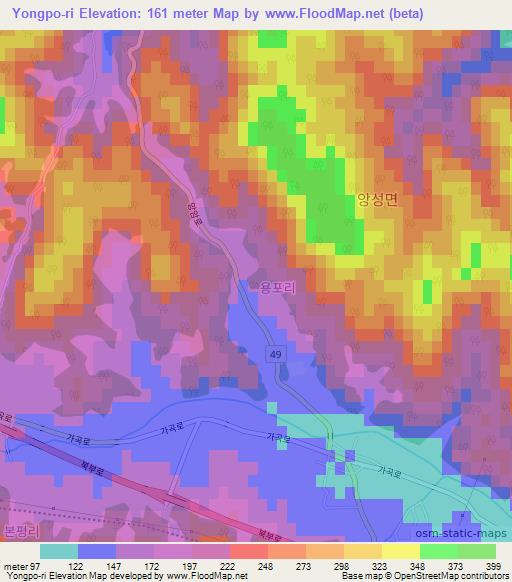 Yongpo-ri,South Korea Elevation Map