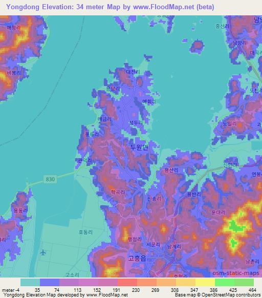 Yongdong,South Korea Elevation Map