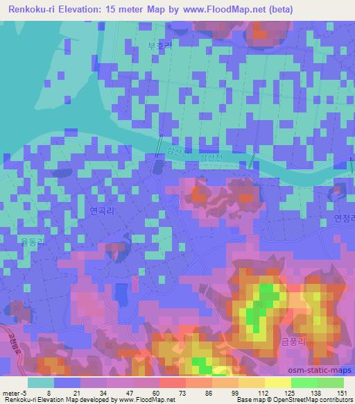 Renkoku-ri,South Korea Elevation Map