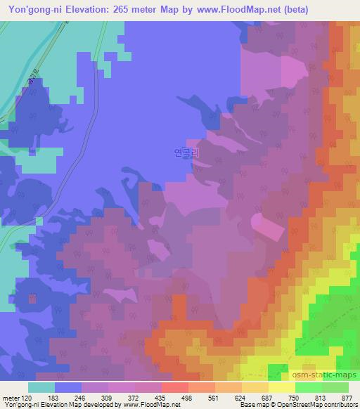 Yon'gong-ni,South Korea Elevation Map