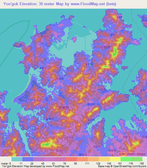 Yon'gok,South Korea Elevation Map