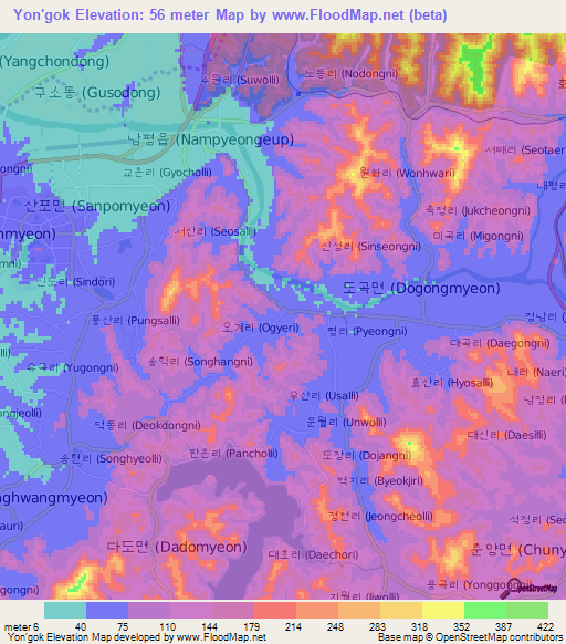 Yon'gok,South Korea Elevation Map