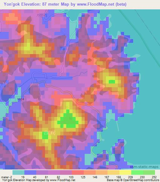 Yon'gok,South Korea Elevation Map