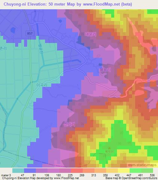 Chuyong-ni,South Korea Elevation Map