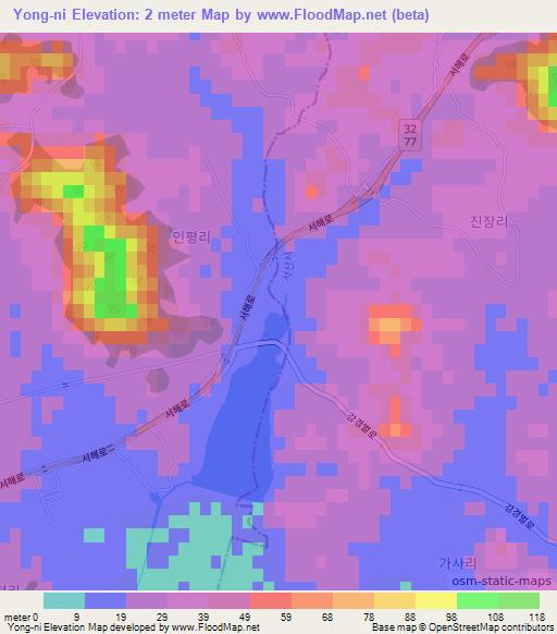 Yong-ni,South Korea Elevation Map