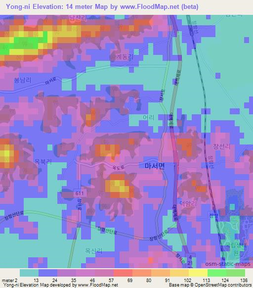 Yong-ni,South Korea Elevation Map