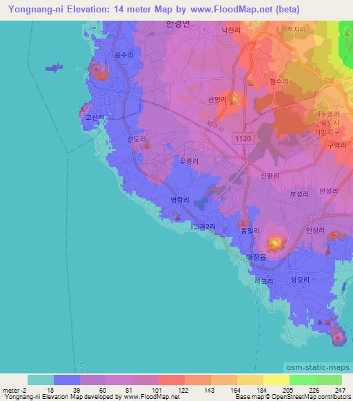 Yongnang-ni,South Korea Elevation Map