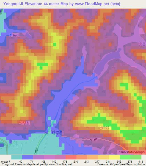 Yongmul-li,South Korea Elevation Map