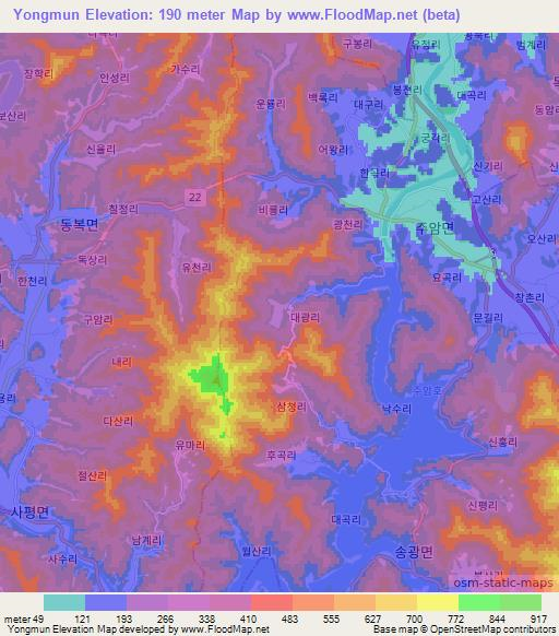 Yongmun,South Korea Elevation Map