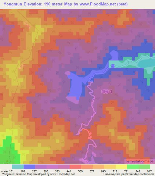 Yongmun,South Korea Elevation Map