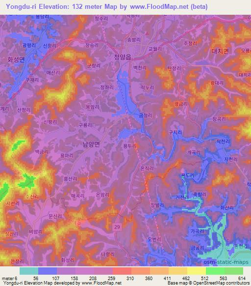 Yongdu-ri,South Korea Elevation Map