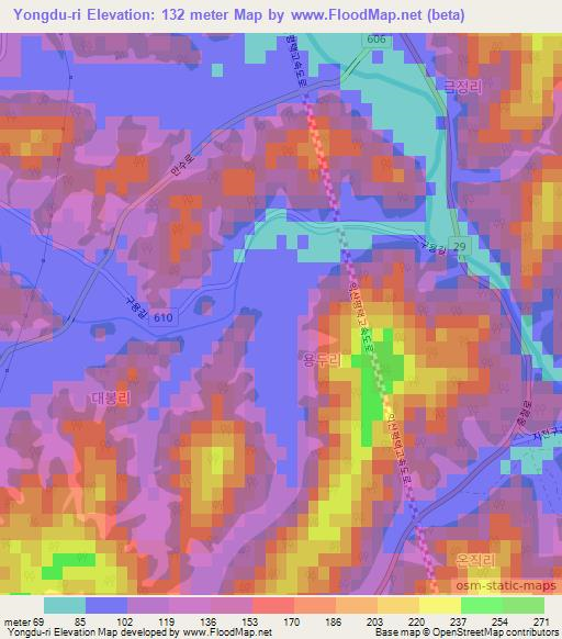 Yongdu-ri,South Korea Elevation Map