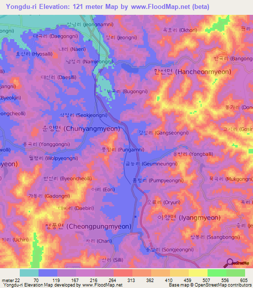 Yongdu-ri,South Korea Elevation Map