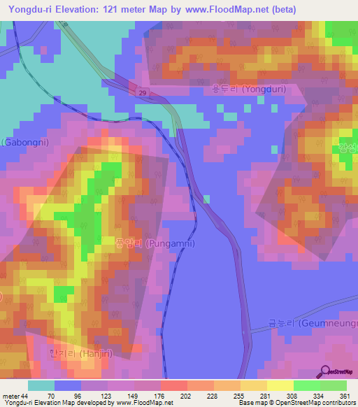 Yongdu-ri,South Korea Elevation Map