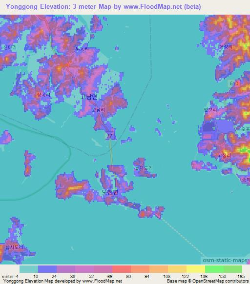 Yonggong,South Korea Elevation Map