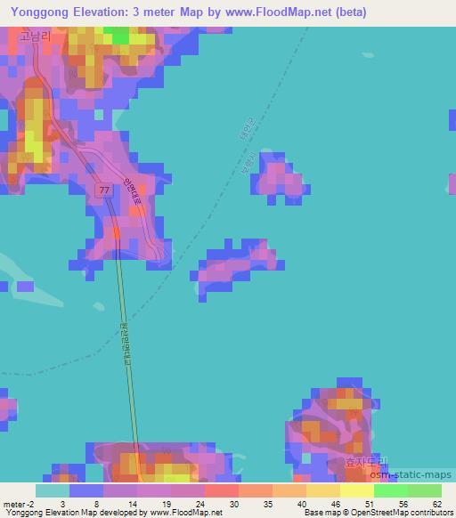 Yonggong,South Korea Elevation Map