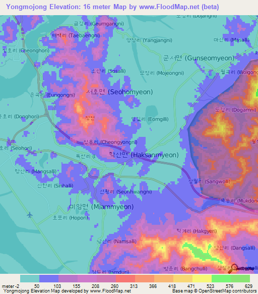 Yongmojong,South Korea Elevation Map