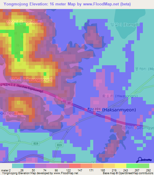 Yongmojong,South Korea Elevation Map