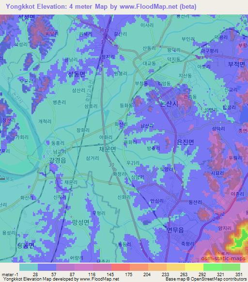 Yongkkot,South Korea Elevation Map