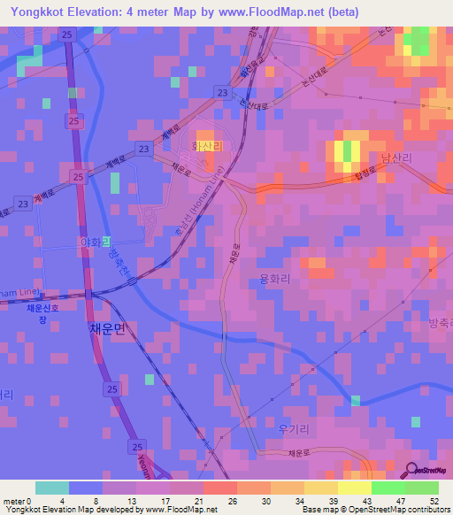 Yongkkot,South Korea Elevation Map
