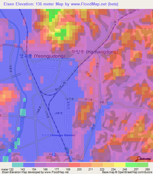 Eisen,South Korea Elevation Map