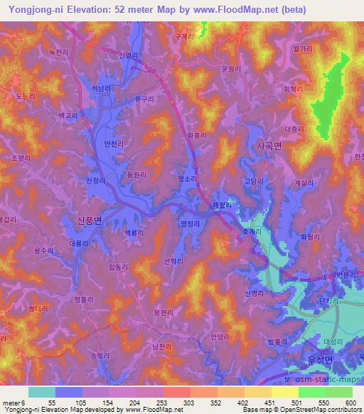 Yongjong-ni,South Korea Elevation Map