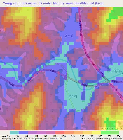 Yongjong-ni,South Korea Elevation Map