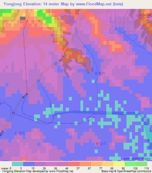 Yongjong,South Korea Elevation Map