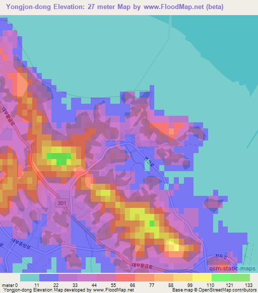 Yongjon-dong,South Korea Elevation Map