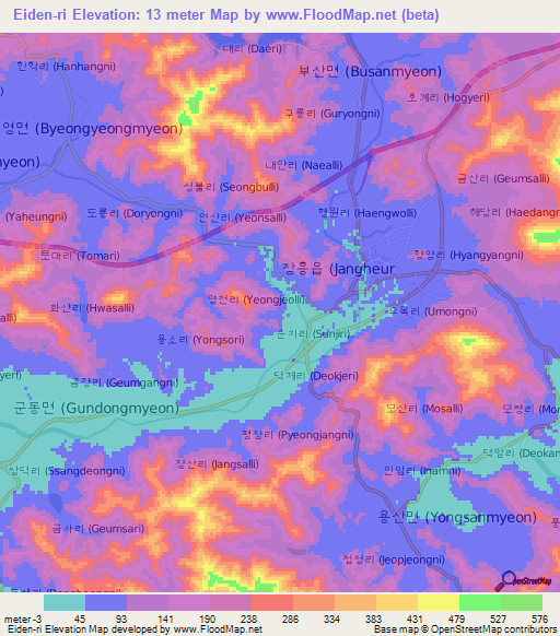 Eiden-ri,South Korea Elevation Map