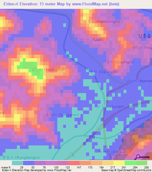 Eiden-ri,South Korea Elevation Map