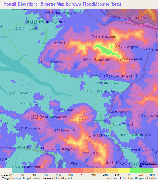 Yongji,South Korea Elevation Map