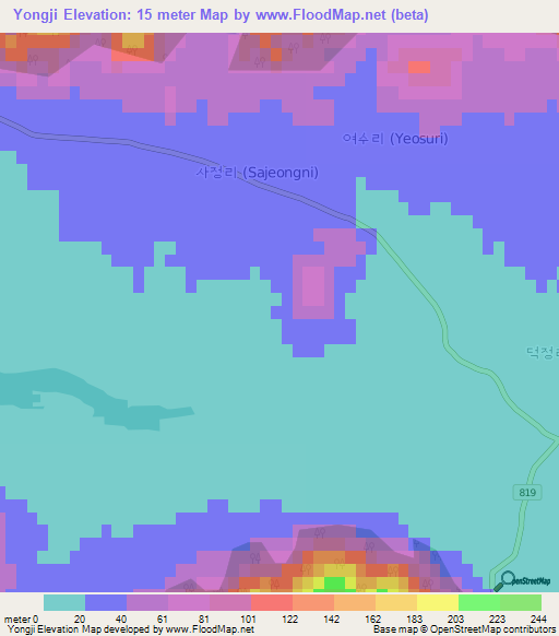 Yongji,South Korea Elevation Map