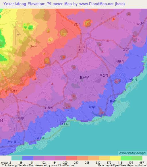 Yokchi-dong,South Korea Elevation Map