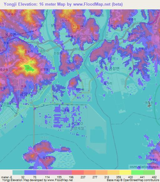 Yongji,South Korea Elevation Map