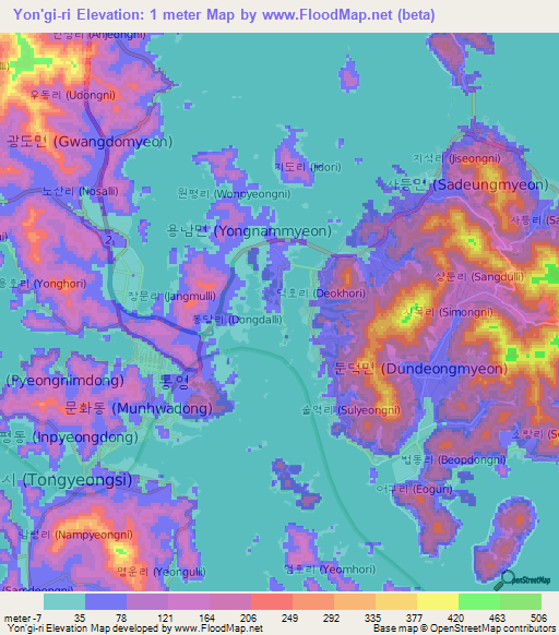 Yon'gi-ri,South Korea Elevation Map