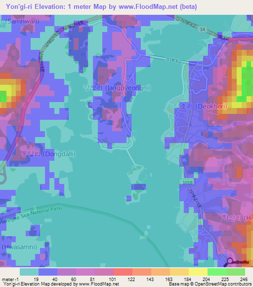 Yon'gi-ri,South Korea Elevation Map