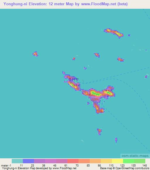 Yonghung-ni,South Korea Elevation Map