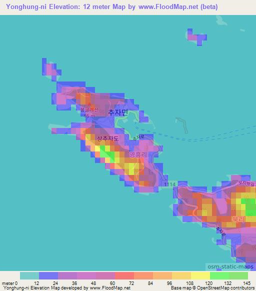 Yonghung-ni,South Korea Elevation Map